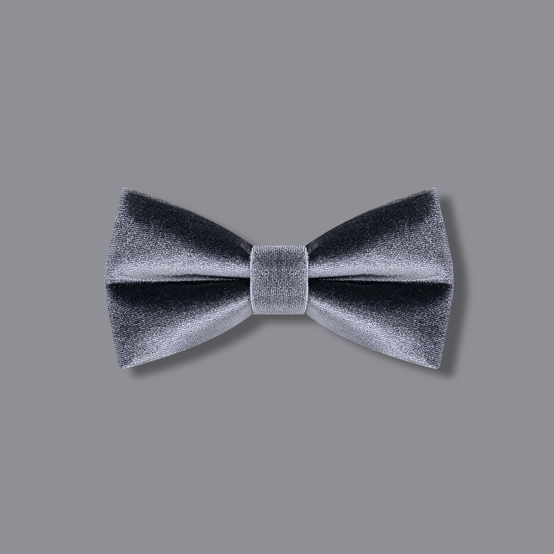 Men's Charcoal Gray Solid Color Velvet Bow Tie - Charcoal Gray - image 1