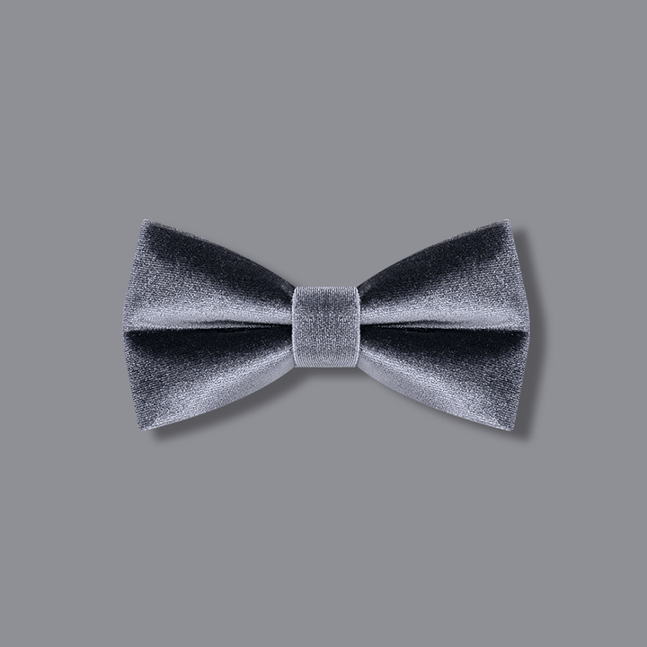 Men's Charcoal Gray Solid Color Velvet Bow Tie - Charcoal Gray - image 1