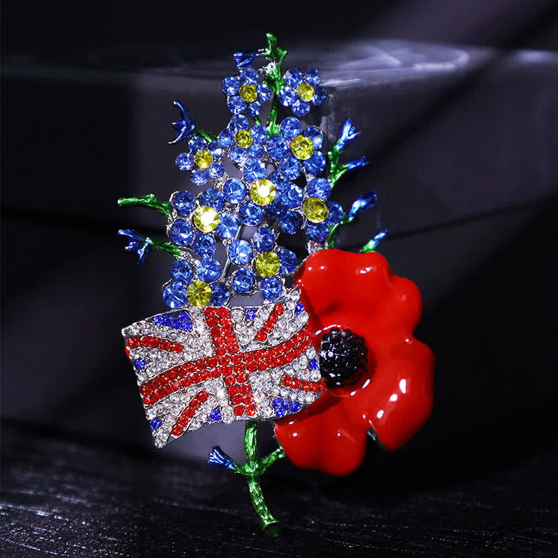 Unisex Multi Colour Union Flag Poppy Brooch - Red - image 0