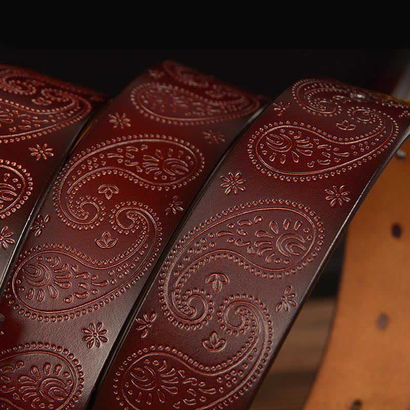 Women's Retro Floral Decorative Leather Belt - image 7