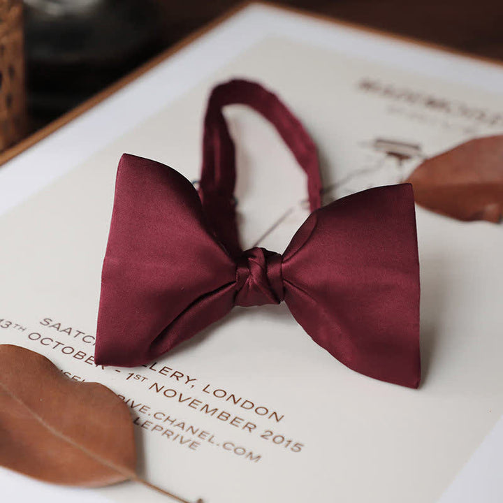 Men's Century Retro Double Layers Bow Tie - Burgundy - image 5
