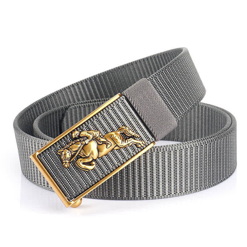 Men's Horseback Riding Nylon Belt - Gray / Gold - 48" - image 10