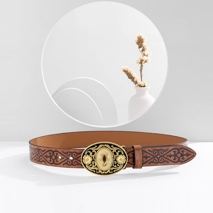 Men's Glowing In The Dark Scorpion Buckle Leather Belt - image 3