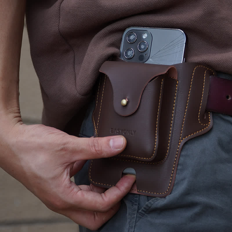 Mobile Phone Storage Fanny Pack Leather Belt Bag - image 2
