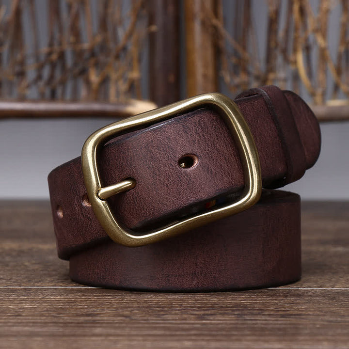 Men's Vintage Thicken Pure Cowhide Leather Belt - image 8