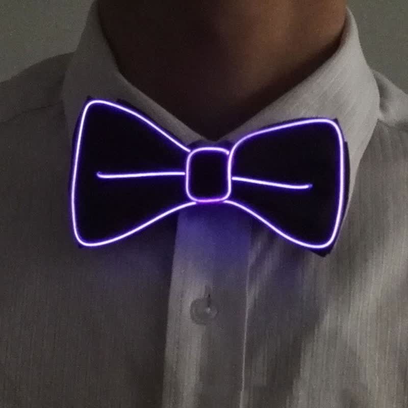 Men's LED Luminous Glowing Bow Tie - Purple - image 11