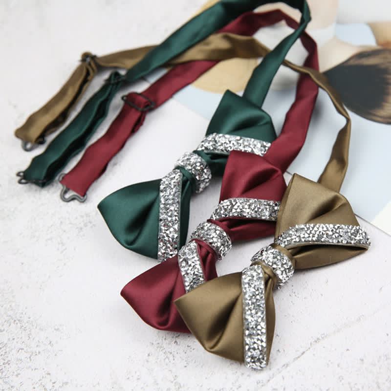 Men's Glittering Rhinestone Wedding Bow Tie - image 4