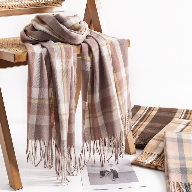 Women's Versatile British Checked Fringe Scarf - image 0