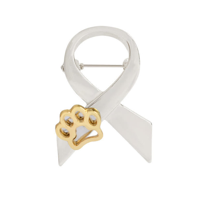 Women's Ribbon Puppy Paw Brooch - Silver - image 7