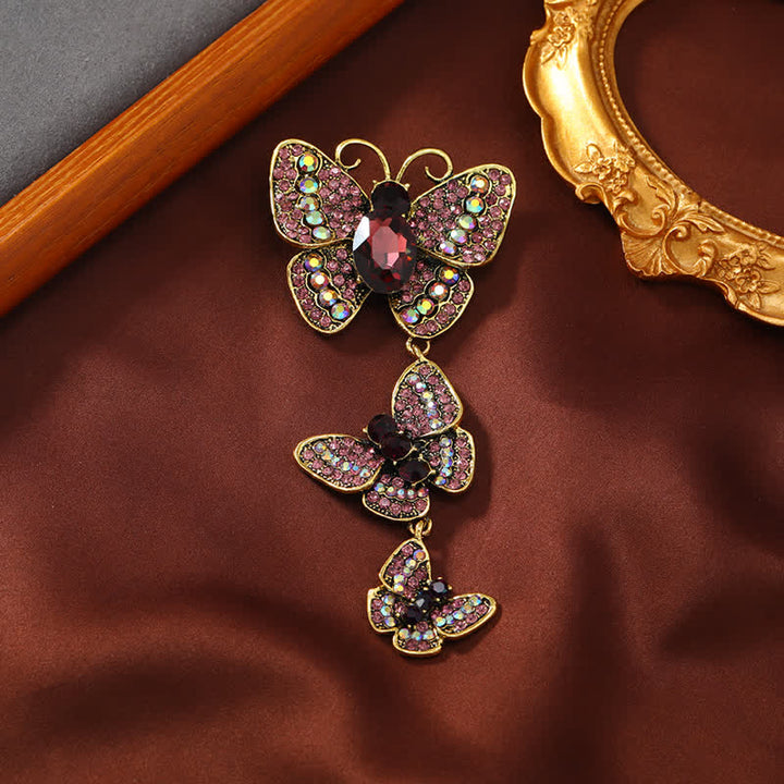 Women's Playful Triple Butterflies Brooch - Violet - image 9