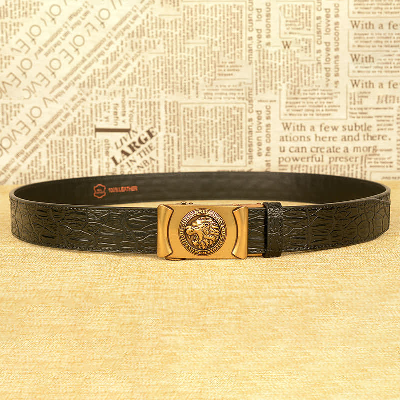 Men's Lion Head Alligator Pattern Leather Belt - image 4