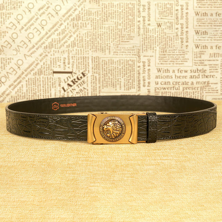 Men's Lion Head Alligator Pattern Leather Belt - image 4