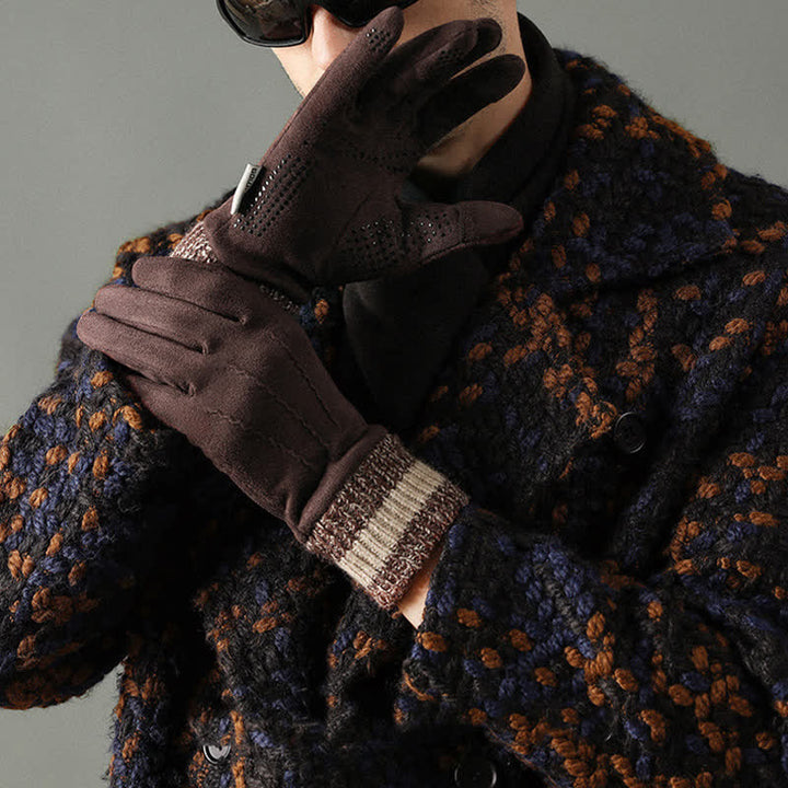 Unisex Suede Fleece Non-slip Flip Split Finger Gloves - image 13