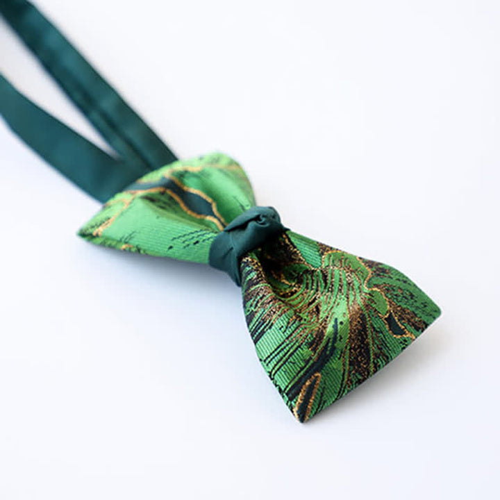 Men's Green Series Gold Tone Koi Bow Tie - image 12