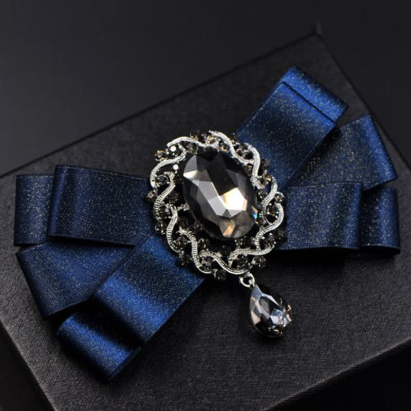 3Pcs Black Rhinestone Solid Colored Bow Tie Set - image 10
