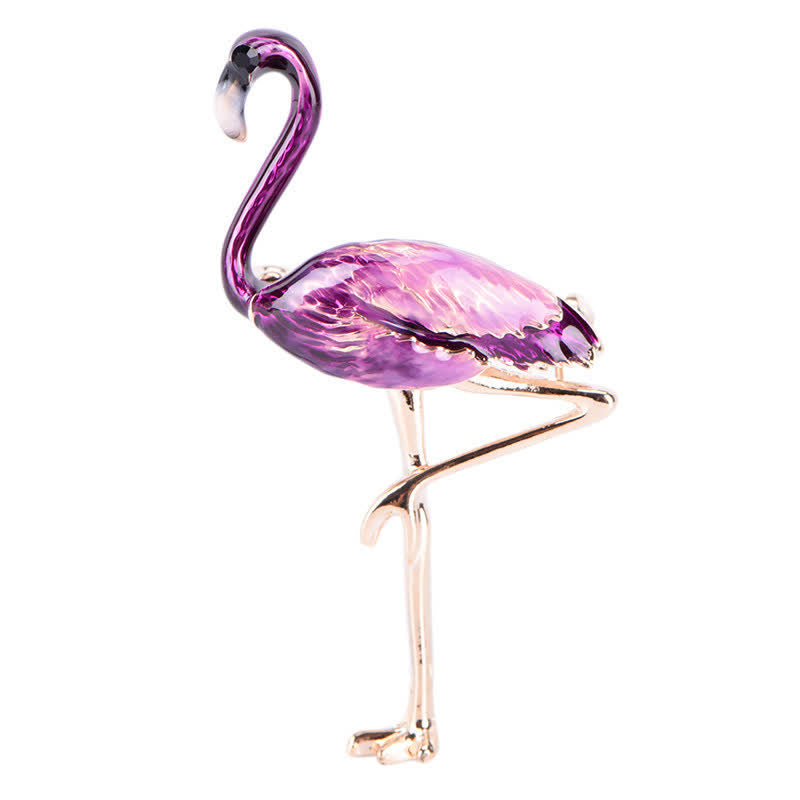 Women's Exotic Enamel Flamingo Brooch - Purple - image 13