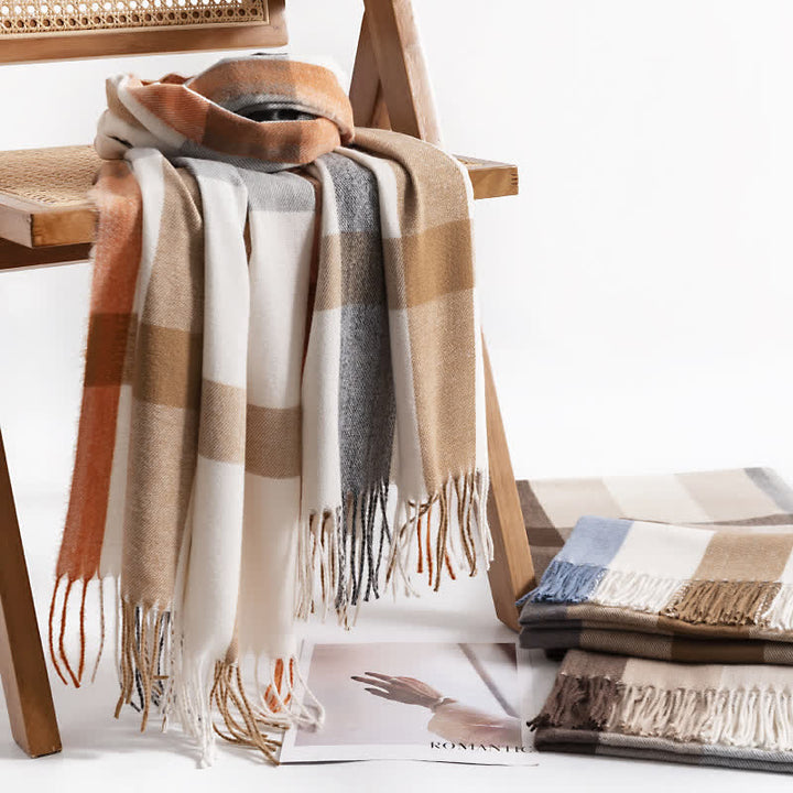 Women's Classy Plaid Imitation Cashmere Scarf - image 0
