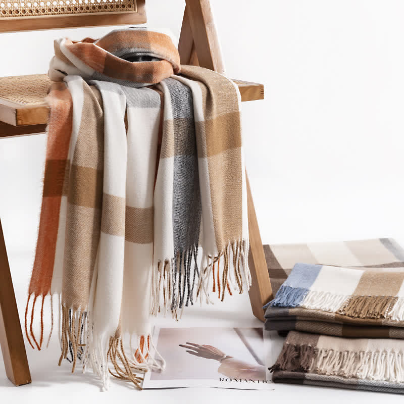 Women's Classy Plaid Imitation Cashmere Scarf - image 0