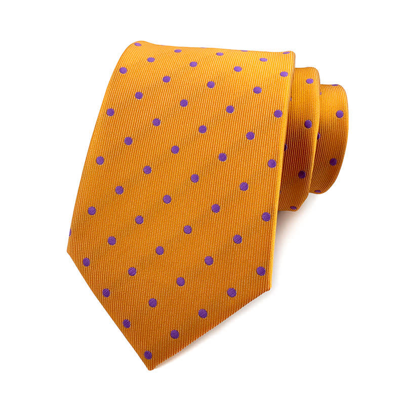 Men's Polka Dots Necktie - Small Dots - Yellow & Violet - image 2