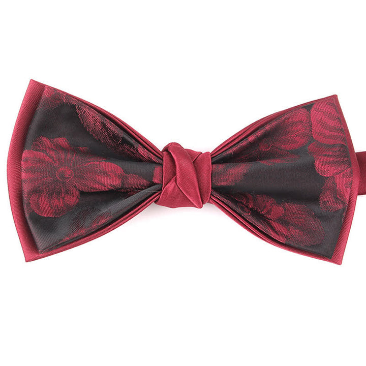 Men's Elegant Floral Botanical Bow Tie - Red #4 - image 9