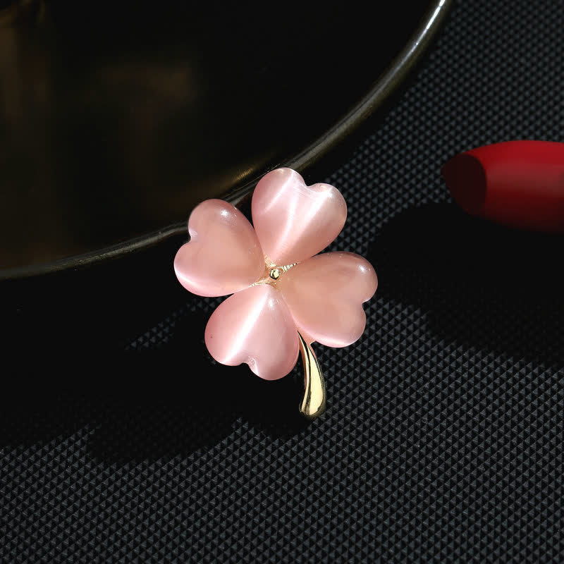 Women's Lucky Four-Leaf Clovers Brooch - Pink - image 5