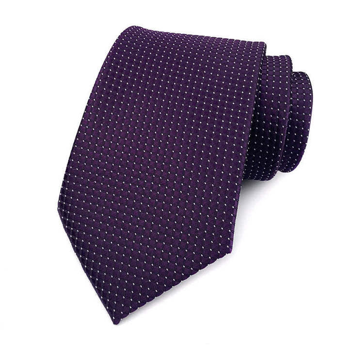 Men's Solid Color Subtle Checked Office Necktie - Purple - image 5