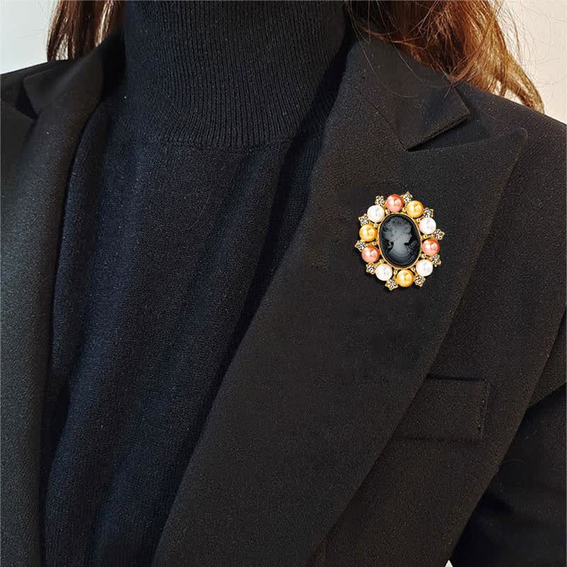 Women's Palace Relief Beauty Pearl Brooch - image 13