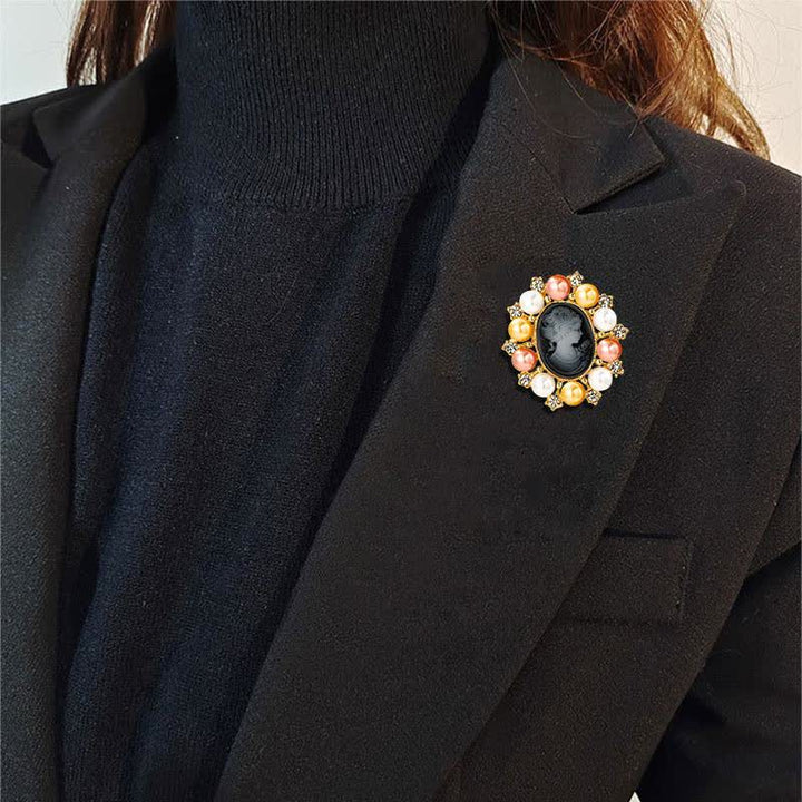 Women's Palace Relief Beauty Pearl Brooch - image 13
