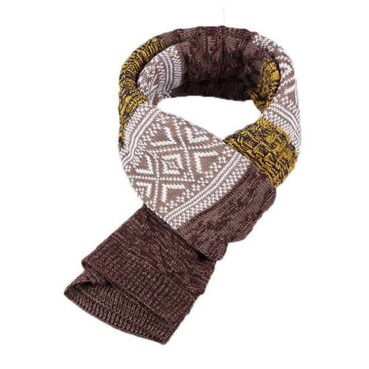 Men's Argyle Knitted Stitching Color Block Scarf - image 17