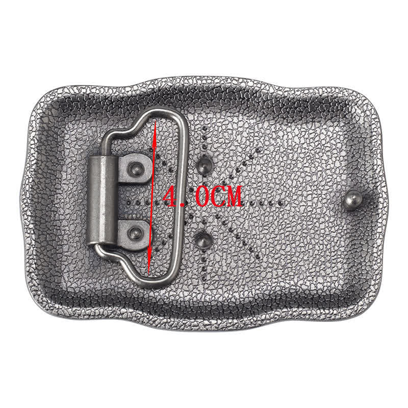 Men's DIY Silver Square Longhorn Bull Buckle Leather Belt - image 1