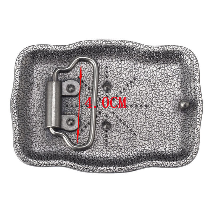 Men's DIY Silver Square Longhorn Bull Buckle Leather Belt - image 1