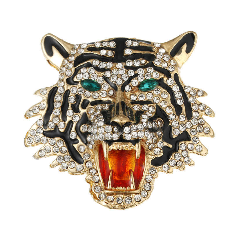 Men's Retro Tiger Head Brooch - image 5