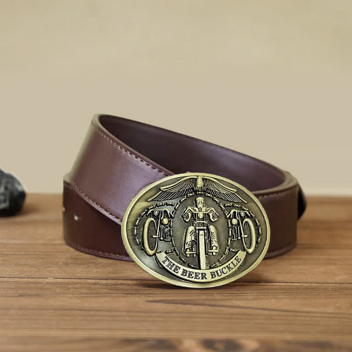 Men's DIY Bicycle Rider Creative Beer Holder Buckle Leather Belt - Bronze - Brown PU Belt (40) - image 17