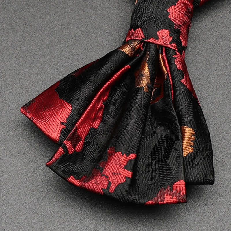 Men's Black & Red Falling Floral Bow Tie - image 3