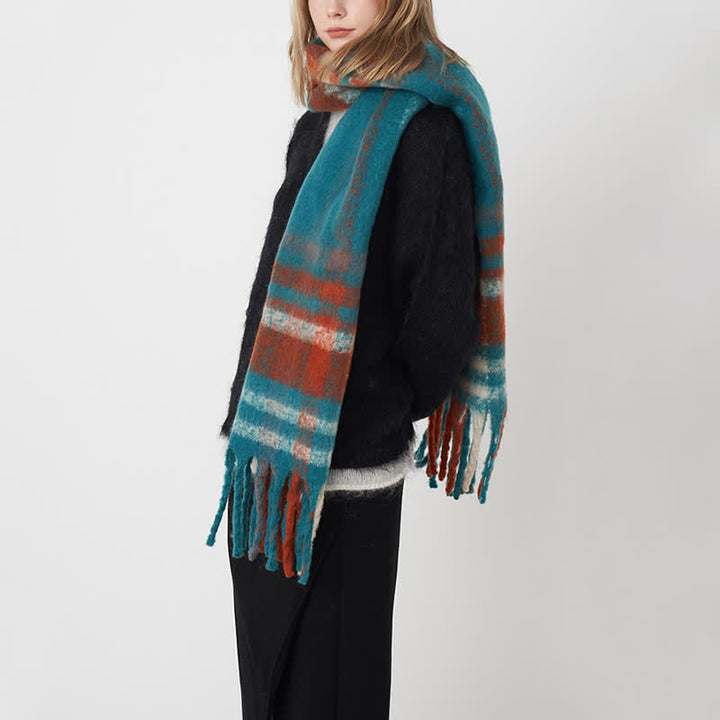 Women's Large Colorful Plaid Thickening Scarf - image 8