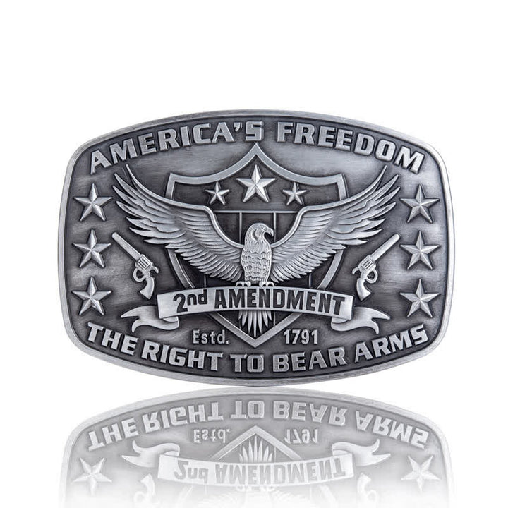 Men's DIY Eagle America's Freedom Buckle Leather Belt - Antique Silver - Without Belt - image 2