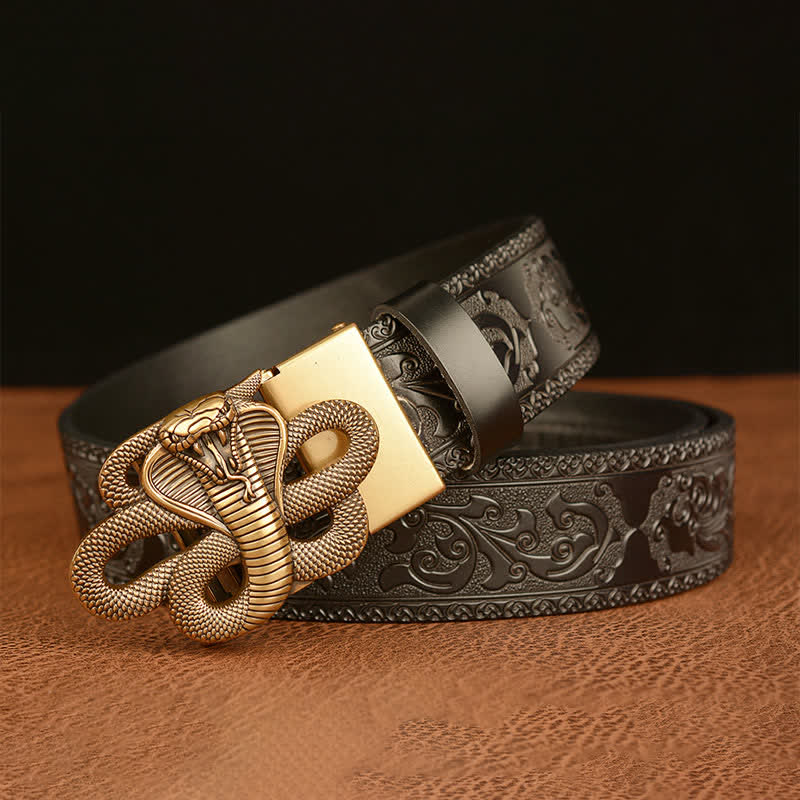Men's Snake Medallion Buckle Leather Belt - image 11