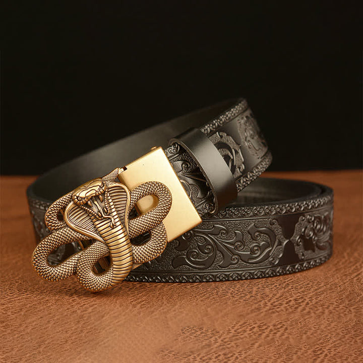 Men's Snake Medallion Buckle Leather Belt - image 11