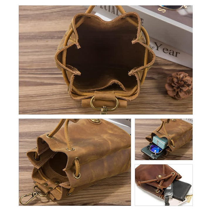 Small Wallet Coin Purse Drawstring Leather Belt Bag - image 7