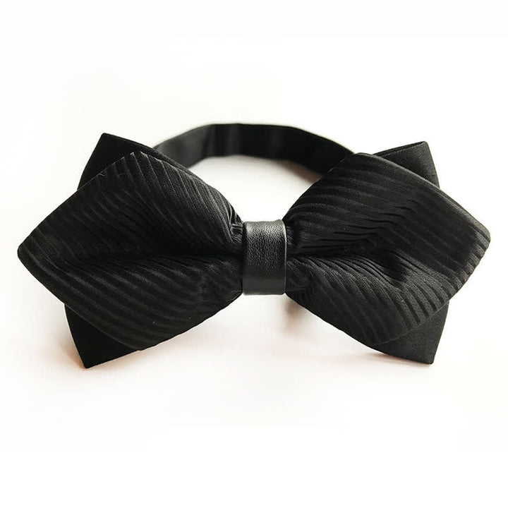 Men's Classic Striped Pointy Bow Tie - All Black - image 1