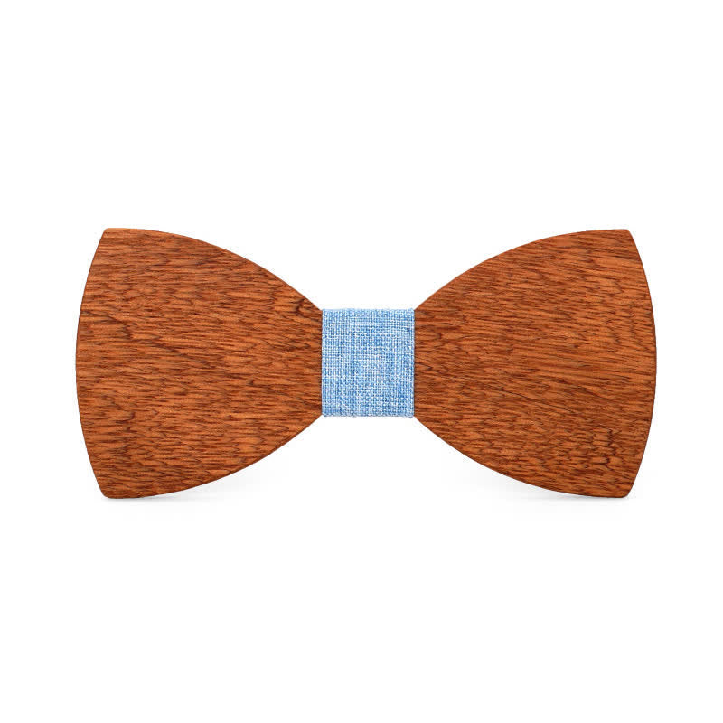 Men's Vintage Begonia Wooden Bow Tie - Light Blue - image 7