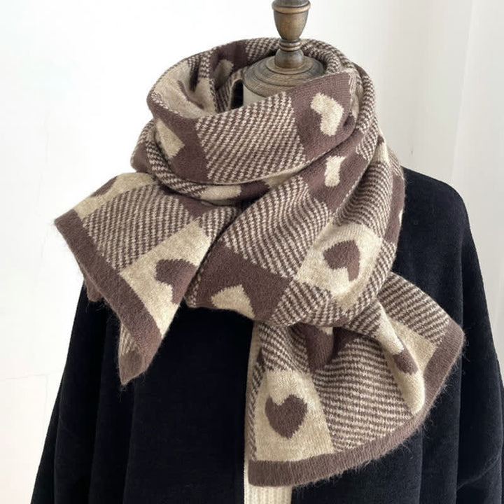 Women's Chunky Love Plaid Double-Sided Scarf - Coffee - image 11