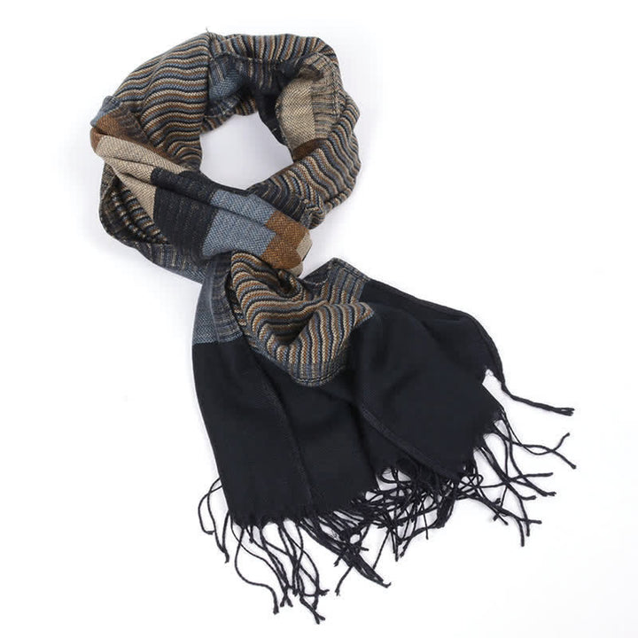 Men's Classical Striped Double-sided Tassel Scarf - image 3