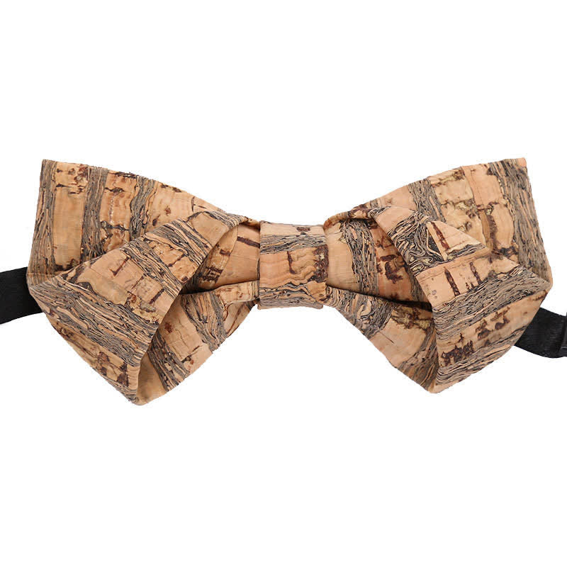 Men's Cork Graphic Lines Wooden Bow Tie - Style #4 - image 6