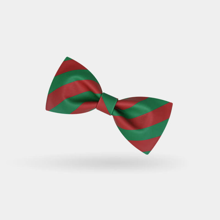 Men's Red & Green Christmas Stripes Bow Tie - image 1