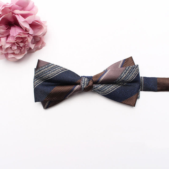 Men's Geometrical Business Office Bow Tie - Navy & Brown - image 19