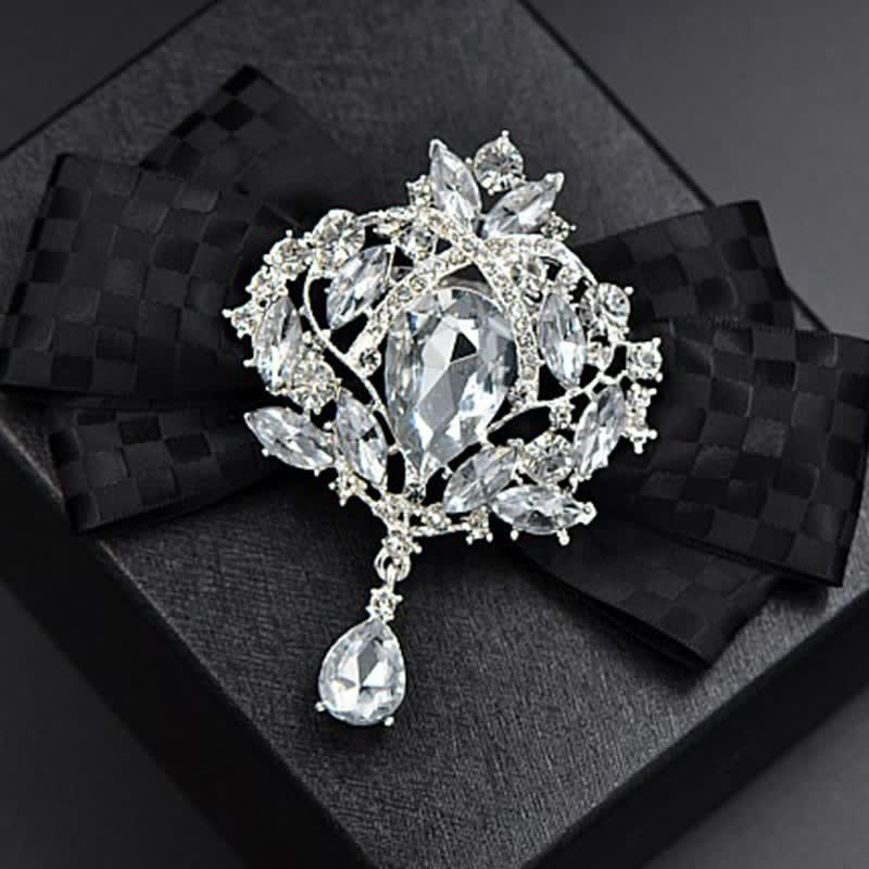 3Pcs Checker Rhinestone Brooch Bow Tie Set - image 6