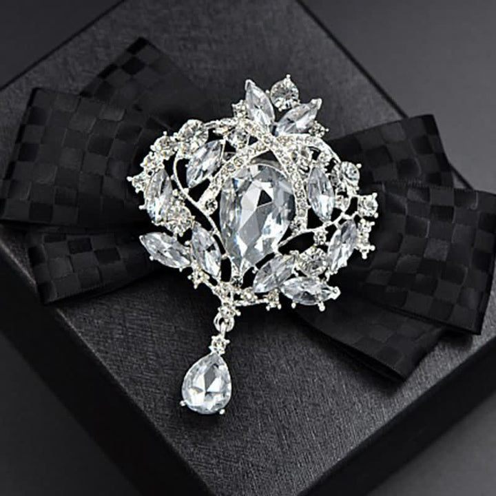 3Pcs Checker Rhinestone Brooch Bow Tie Set - image 6