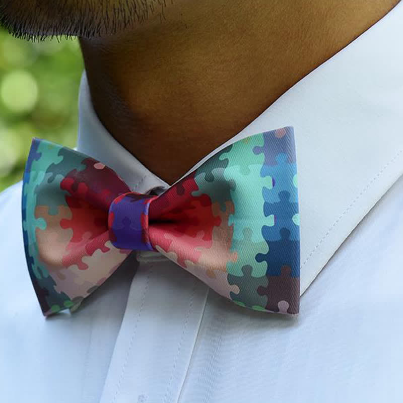 Men's Multicolor Block Puzzle Bow Tie - image 2
