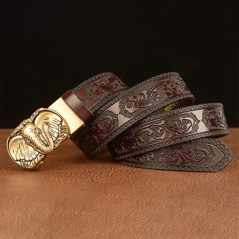 Men's Big-Eared Elephant Leather Belt - image 2